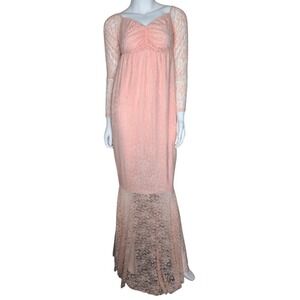 Sheer Lace Babydoll Maxi Dress Small Fairy Romantic Ethereal Regency Whimsical